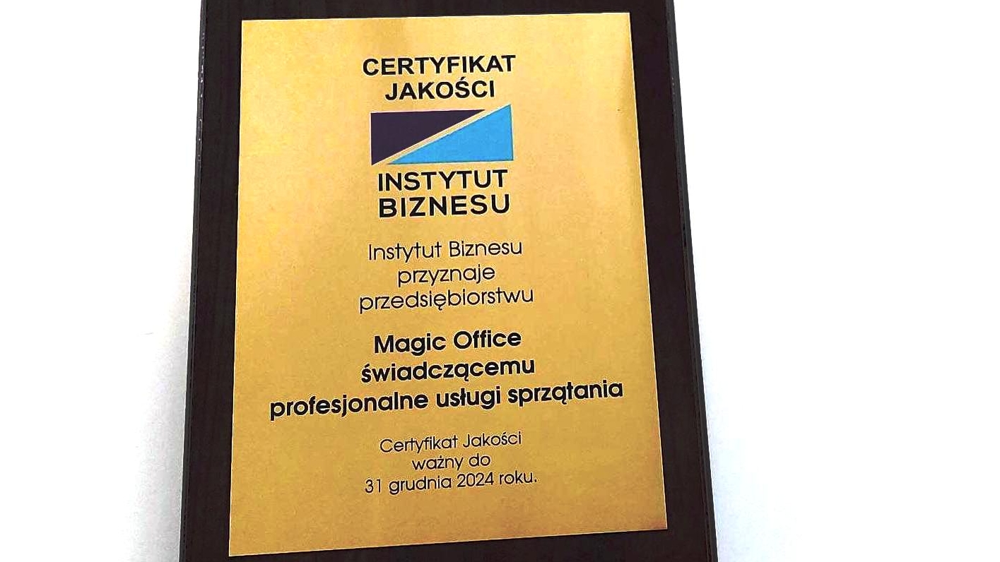 Magic Office: Certyfikat Jakości Instytutu Biznesu