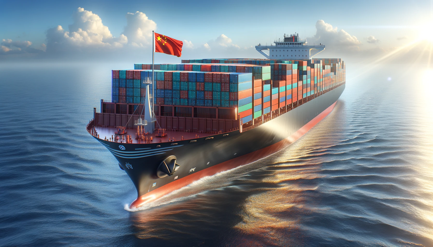 -A-photorealistic-image-of-a-large-container-ship-flying-the-flag-of-the-Peoples-Republic-of-China.-The-ship-is-massive-with-rows-of-colorful-contain